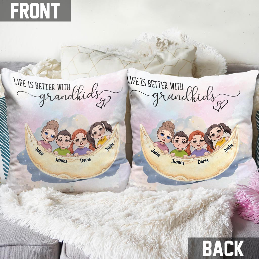 Life Is Better With Grandkids - Personalized Grandma Throw Pillow