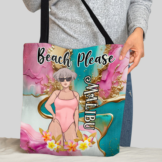 Beach Please - Personalized Sea Lover Tote Bag