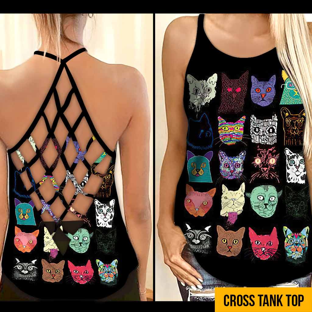 Halloween Cats Cross Tank Top