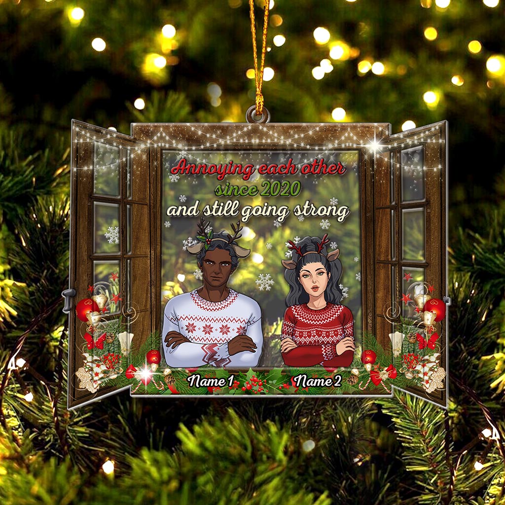 Annoying Eachother - Personalized Christmas Couple Layers Mix Ornament