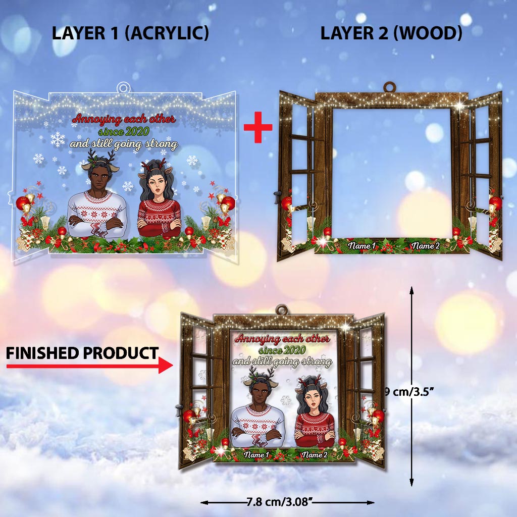 Annoying Eachother - Personalized Christmas Couple Layers Mix Ornament