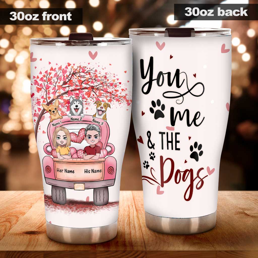 You Me And The Dog - Personalized Couple Tumbler