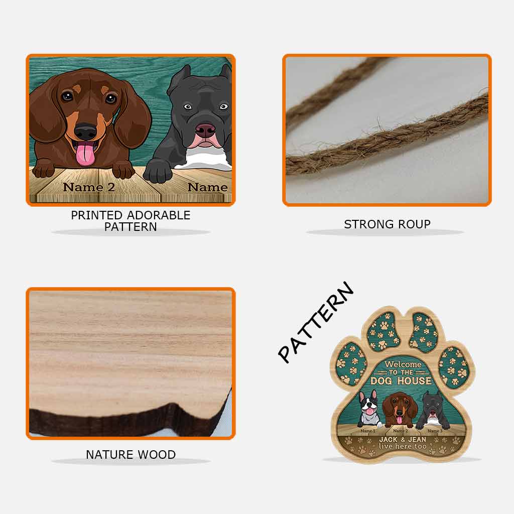 Welcome To The Dog House - Personalized Wood Sign