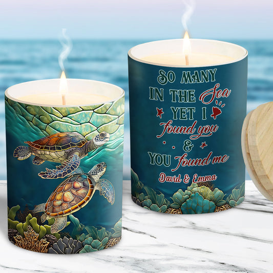 Colorful Turtle - Personalized Turtle Candle With Wooden Lid