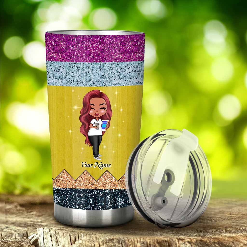 Teaching Is A Work of Heart - Personalized Teacher Tumbler With 3D Pattern Print