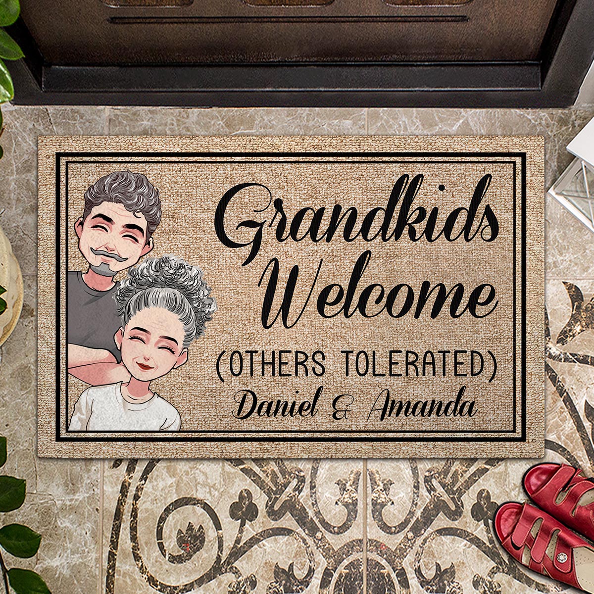 Grandkids Welcome - Personalized Mother's Day Grandma Doormat