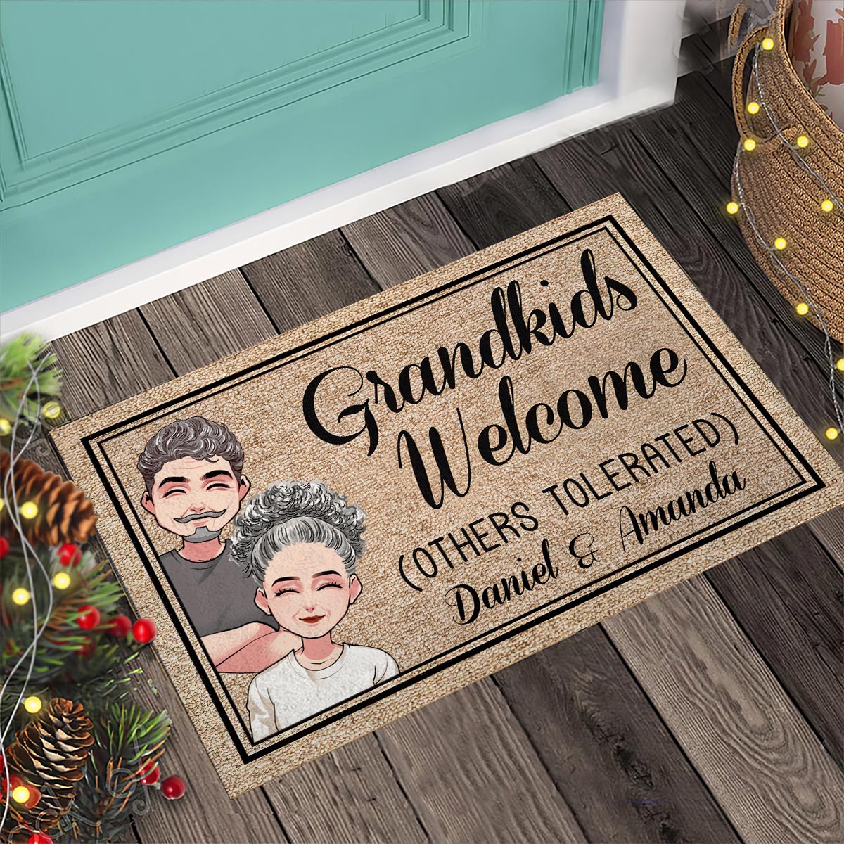 Grandkids Welcome - Personalized Mother's Day Grandma Doormat