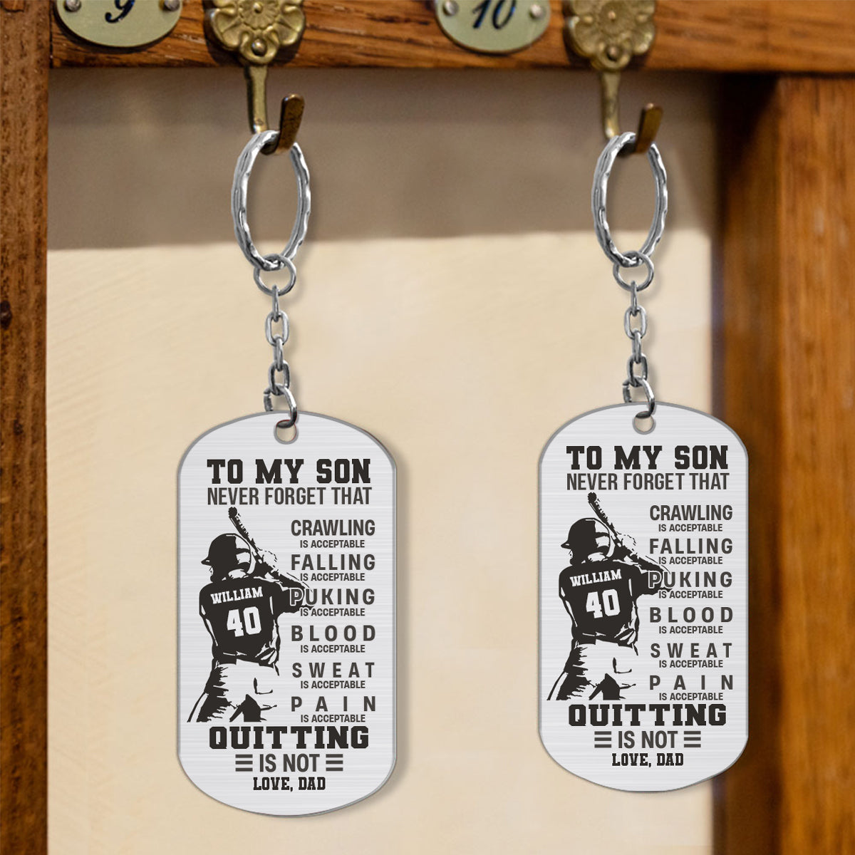 To My Son Crawling Is Acceptable - Baseball gift for son, brother, grandson, dad - Personalized Stainless Steel Keychain