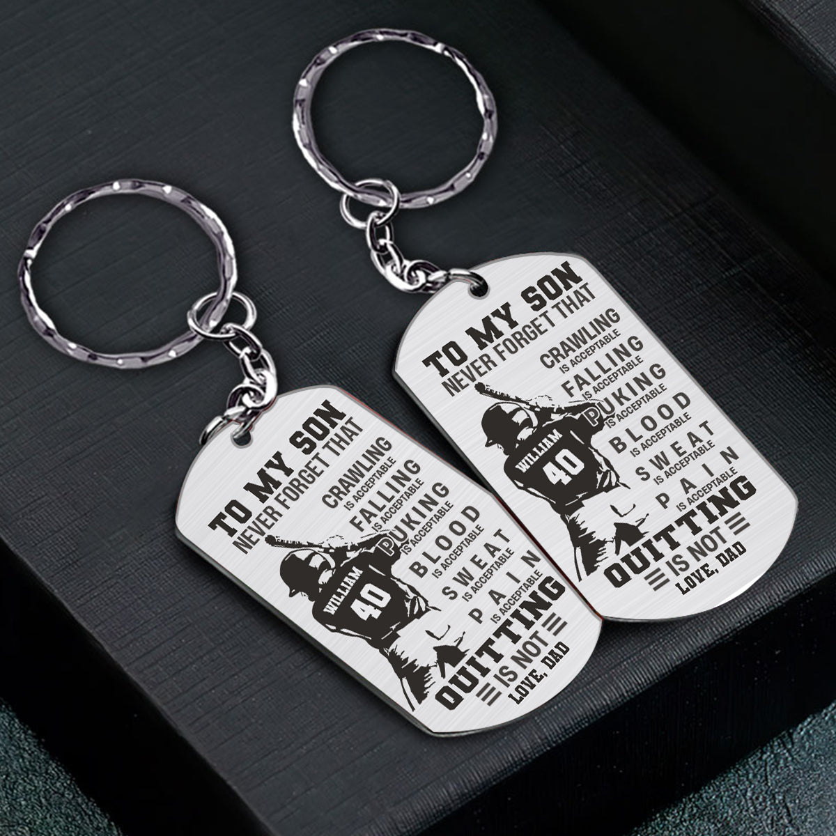 To My Son Crawling Is Acceptable - Baseball gift for son, brother, grandson, dad - Personalized Stainless Steel Keychain