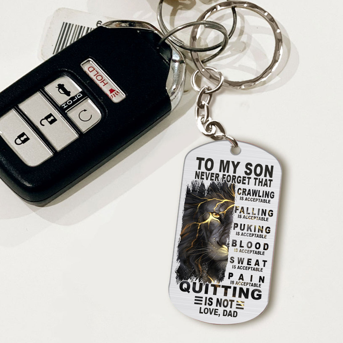 To My Son Crawling Is Acceptable - Personalized Father Stainless Steel Keychain