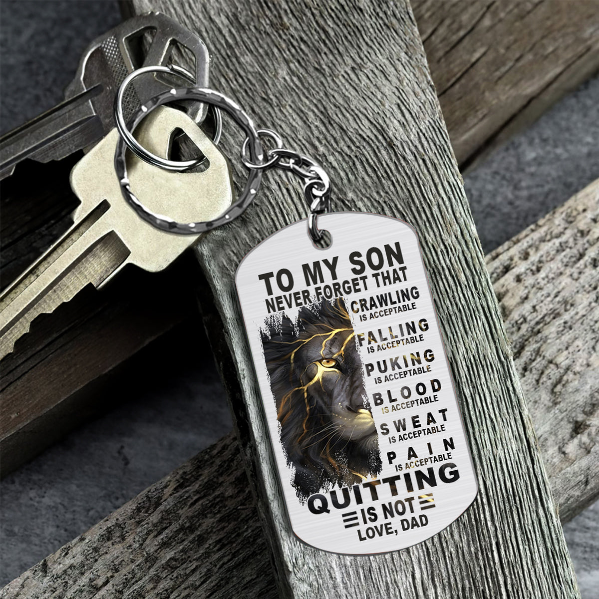 To My Son Crawling Is Acceptable - Personalized Father Stainless Steel Keychain