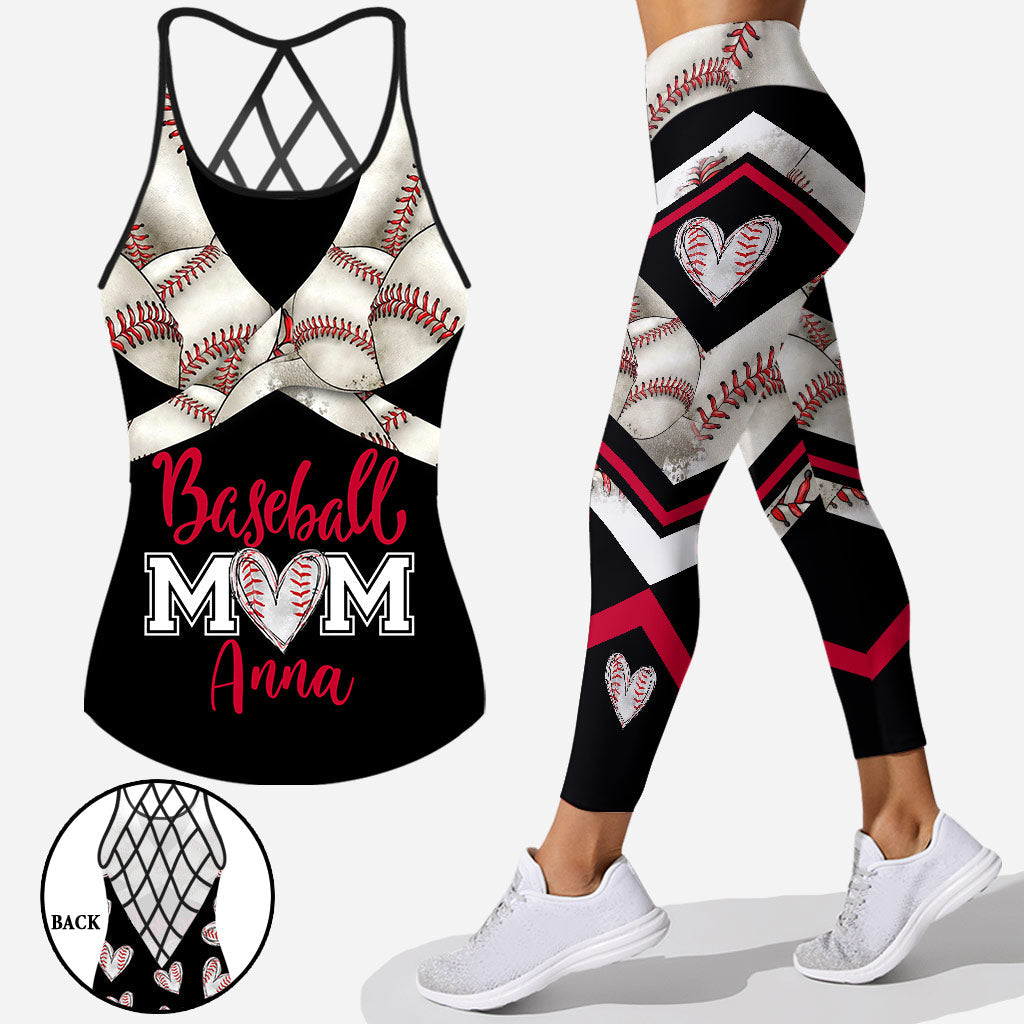 Baseball Mom - Personalized Cross Tank Top and Leggings