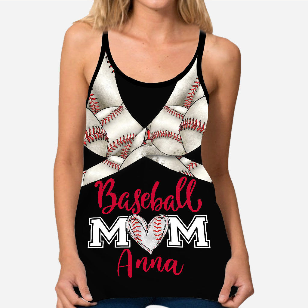 Baseball Mom - Personalized Cross Tank Top and Leggings