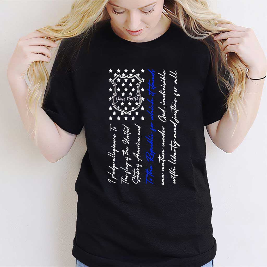 Police Badge Pledge Of Allegiance - Personalized Independence Day T-shirt and Hoodie
