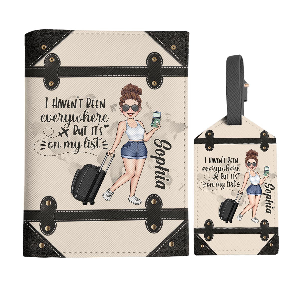 I Haven't Been Everywhere - Personalized Travelling Leather Luggage Tag & Passport Holder