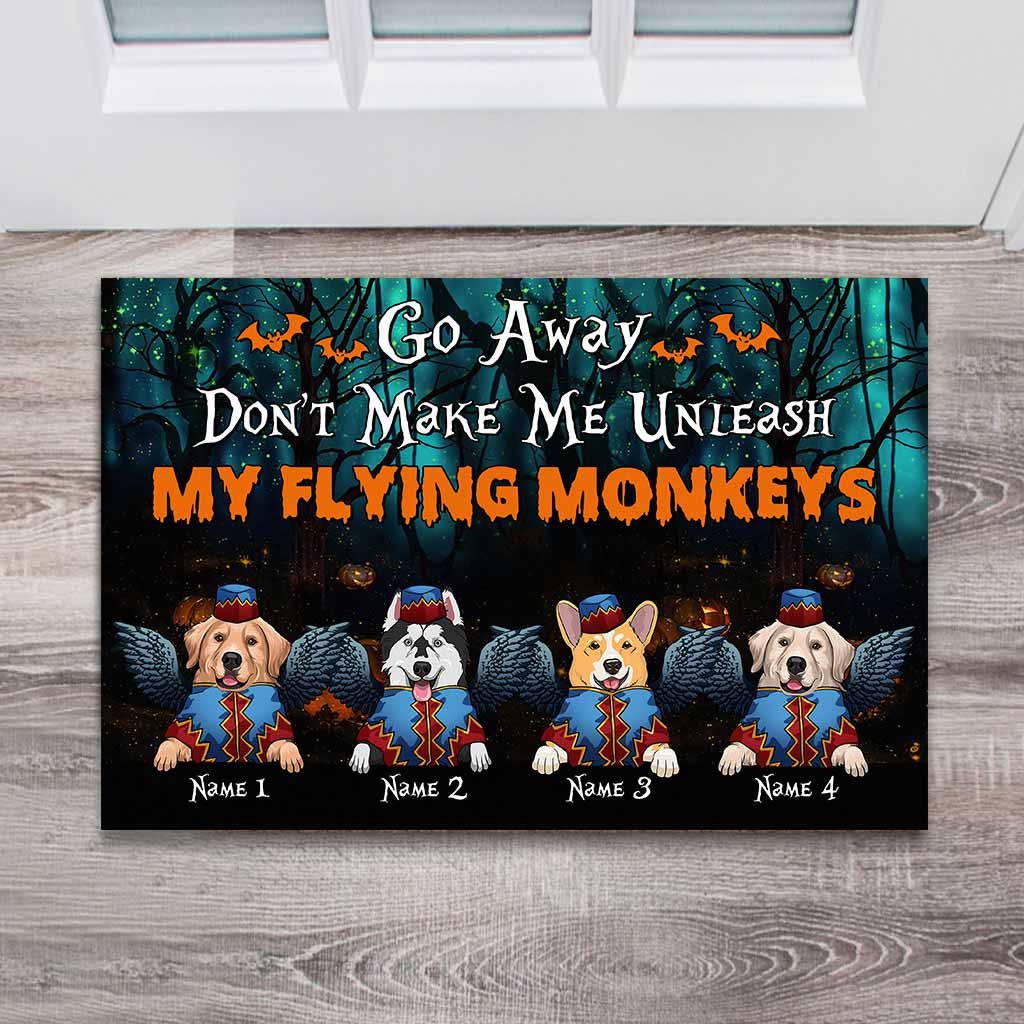 Don't Make Me Unleash My Flying Monkeys - Personalized Halloween Dog Doormat