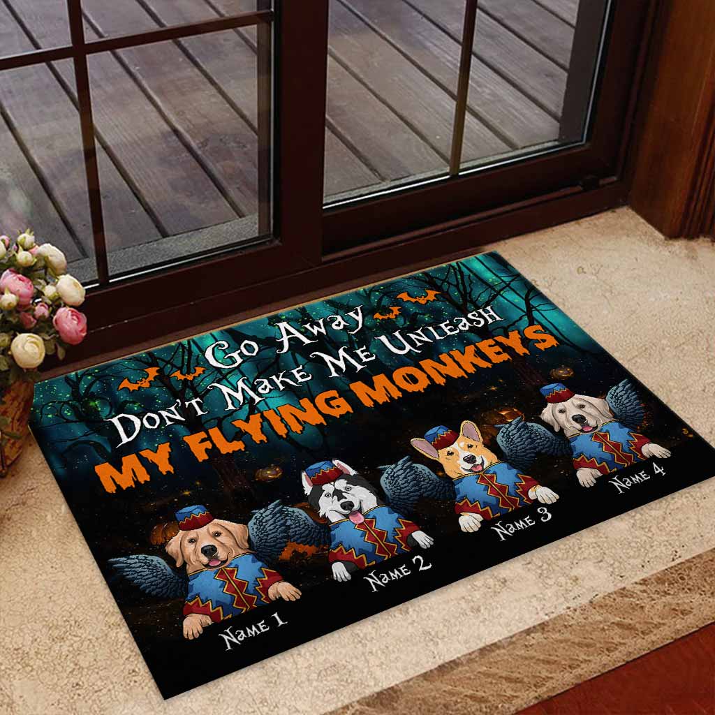 Don't Make Me Unleash My Flying Monkeys - Personalized Halloween Dog Doormat