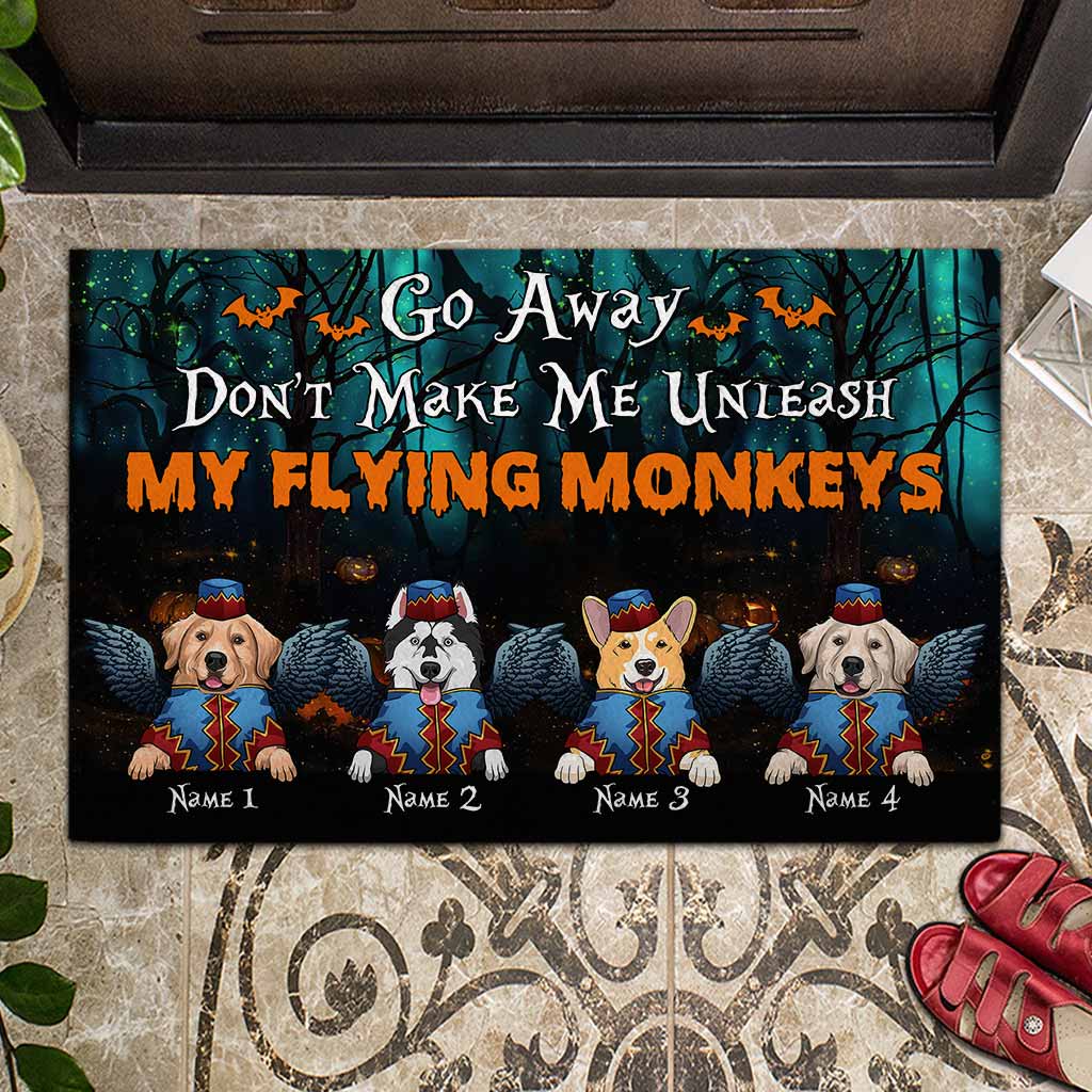 Don't Make Me Unleash My Flying Monkeys - Personalized Halloween Dog Doormat