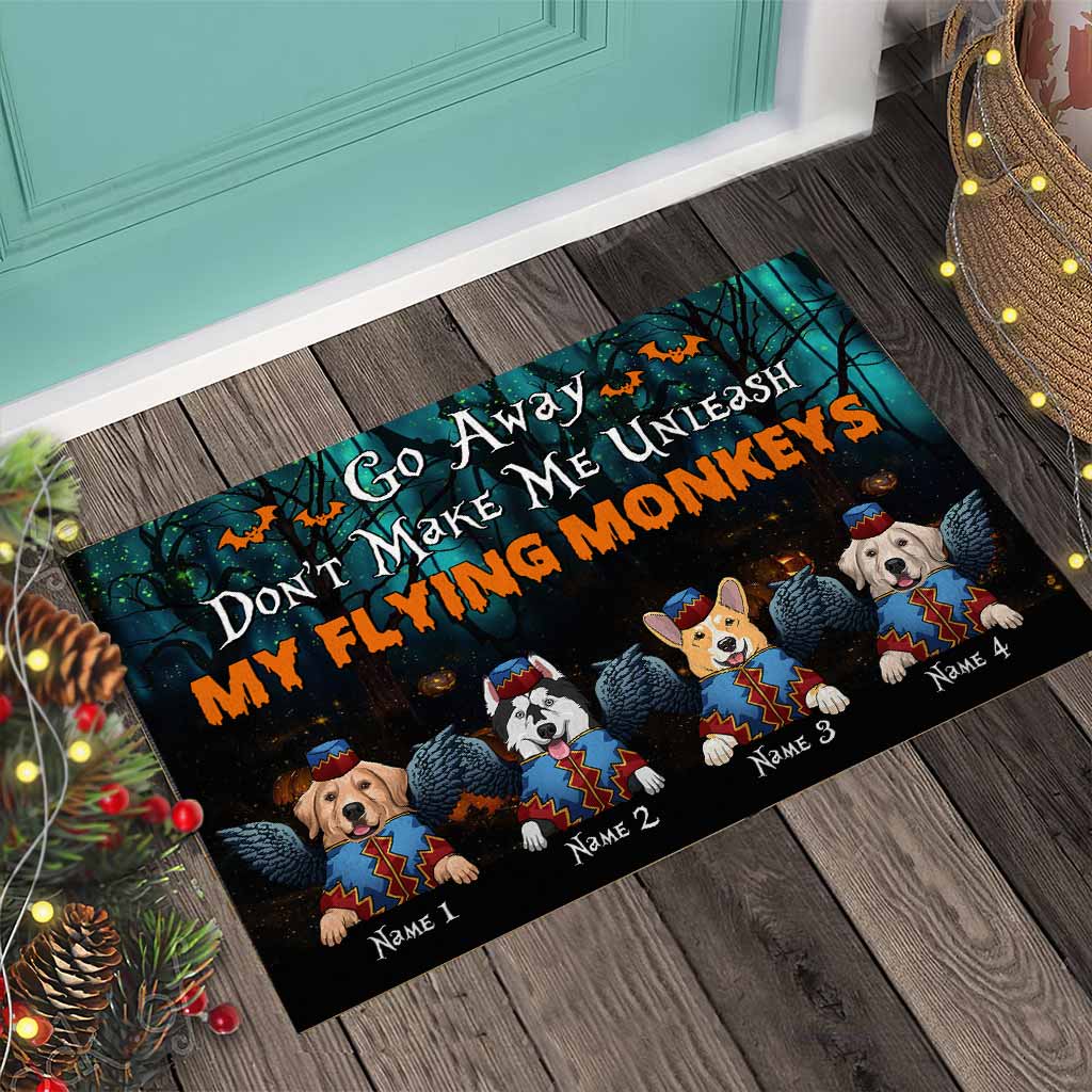Don't Make Me Unleash My Flying Monkeys - Personalized Halloween Dog Doormat