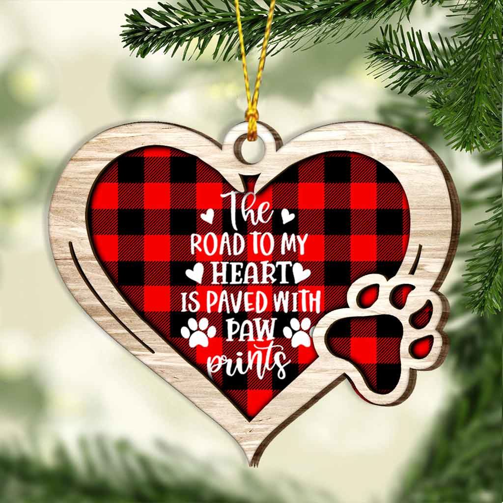The Road To My Heart Is Paved With Paw Prints - Personalized Dog Layered Wood Ornament