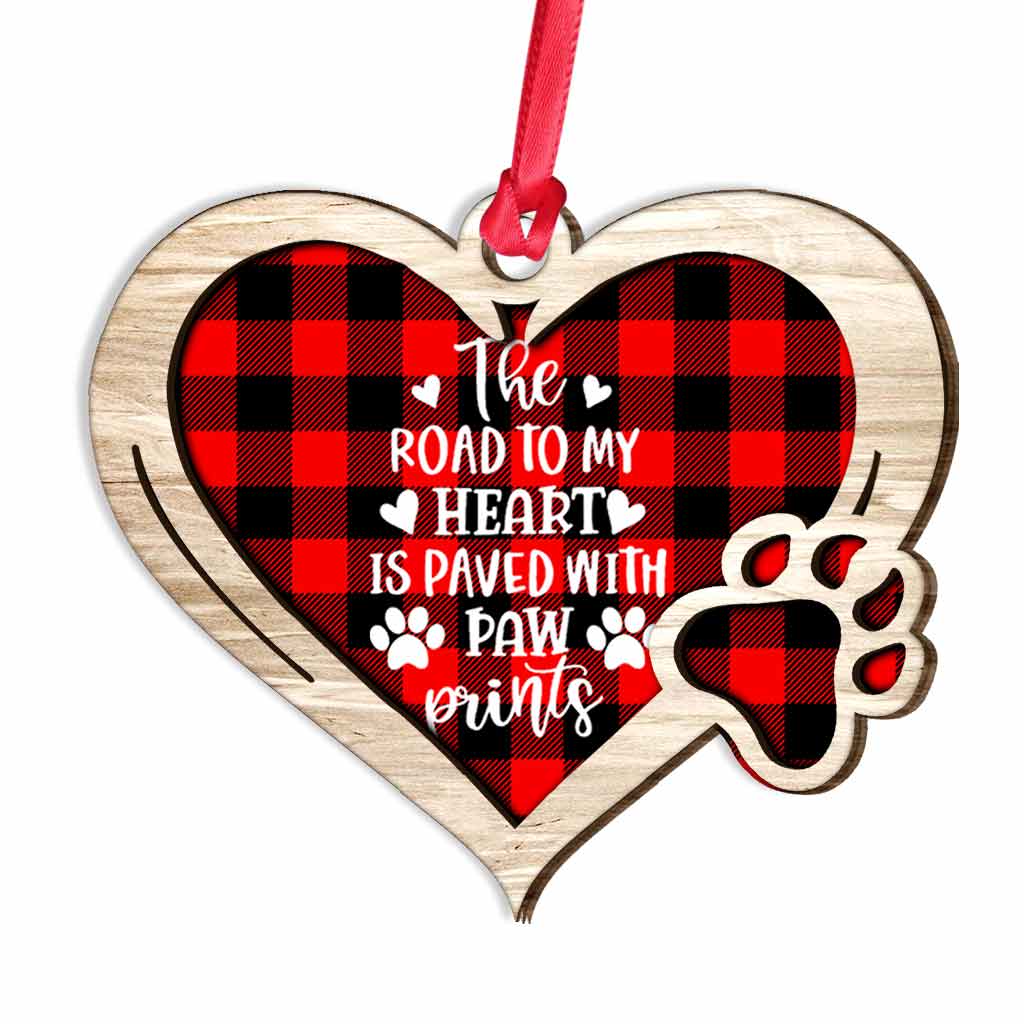 The Road To My Heart Is Paved With Paw Prints - Personalized Dog Layered Wood Ornament