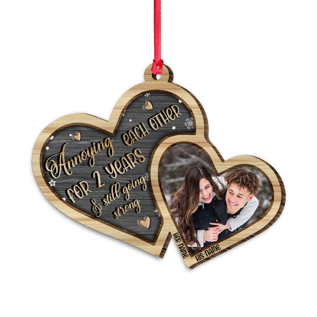 Annoying Each Other For Years And Still Going Strong - Personalized Christmas Couple Ornament (Printed On Both Sides)