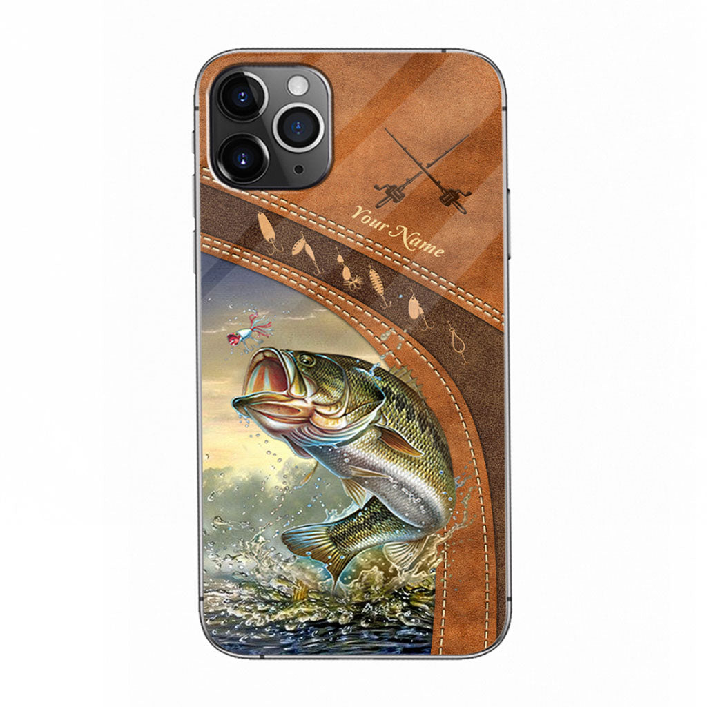Fishing Lovers - Personalized Phone Case With Leather Pattern Print