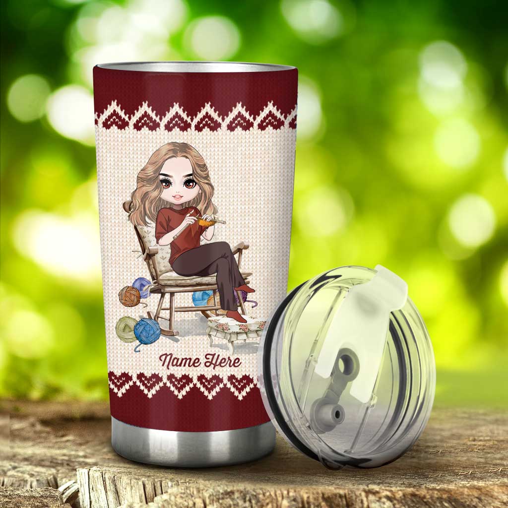 Kniting Because Murder Is Wrong - Personalized Knitting Tumbler