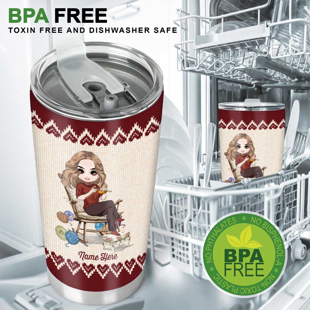 Kniting Because Murder Is Wrong - Personalized Knitting Tumbler