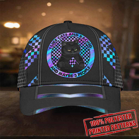 I Like Cats And Racing Cap With Printed Vent Holes