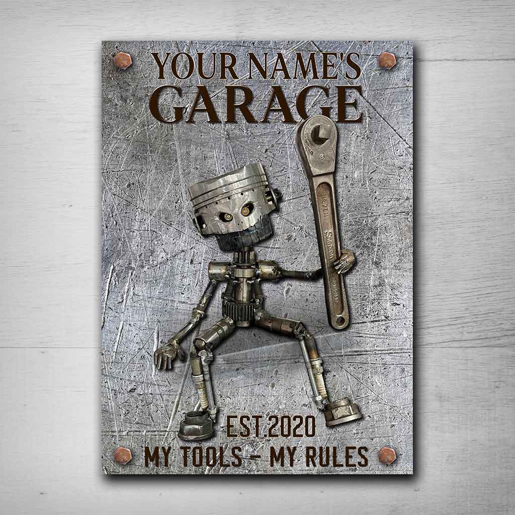 My Tools My Rules - Mechanic Personalized Rectangle Metal Sign