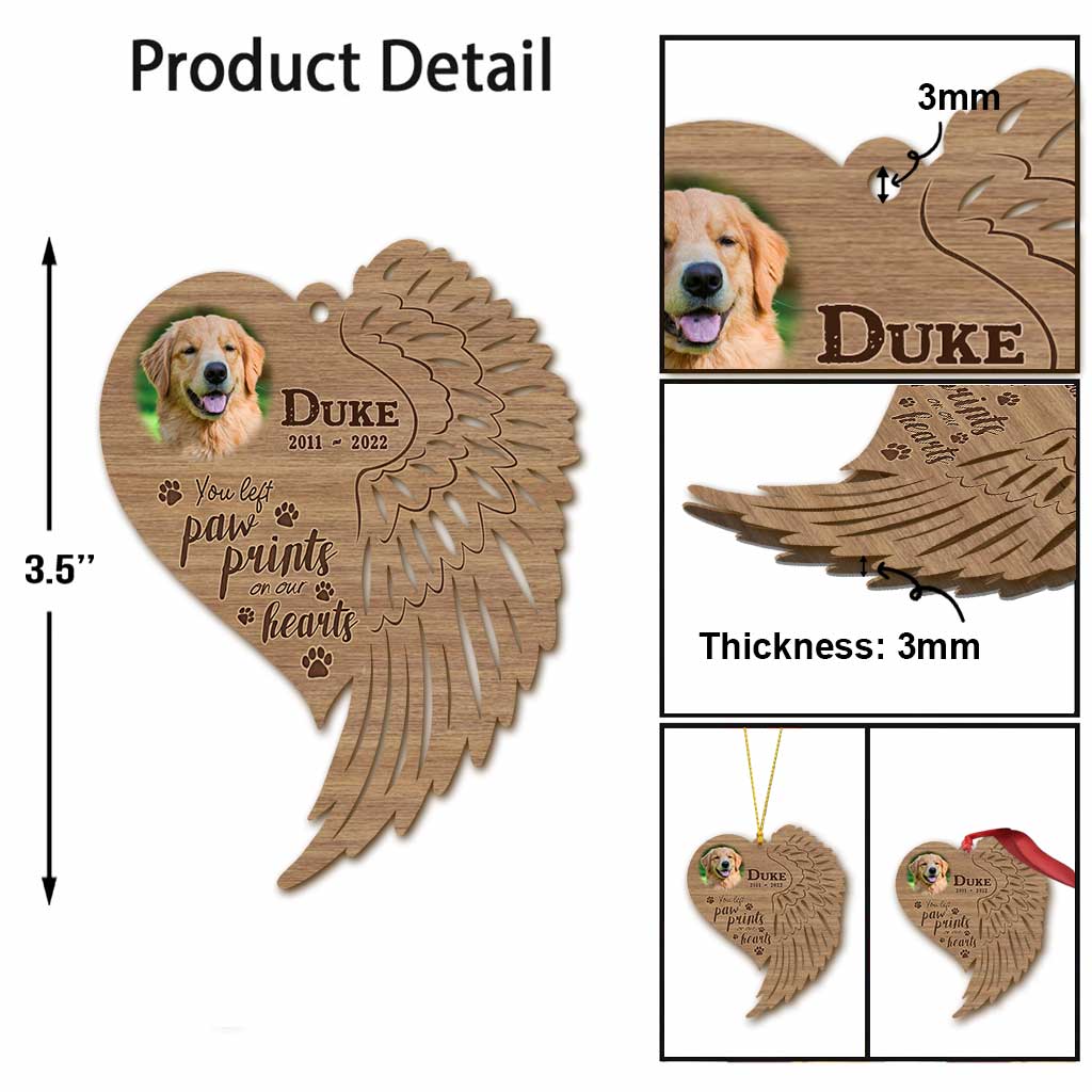 You Left Paw Prints On My Heart - Personalized Christmas Dog Ornament (Printed On Both Sides)