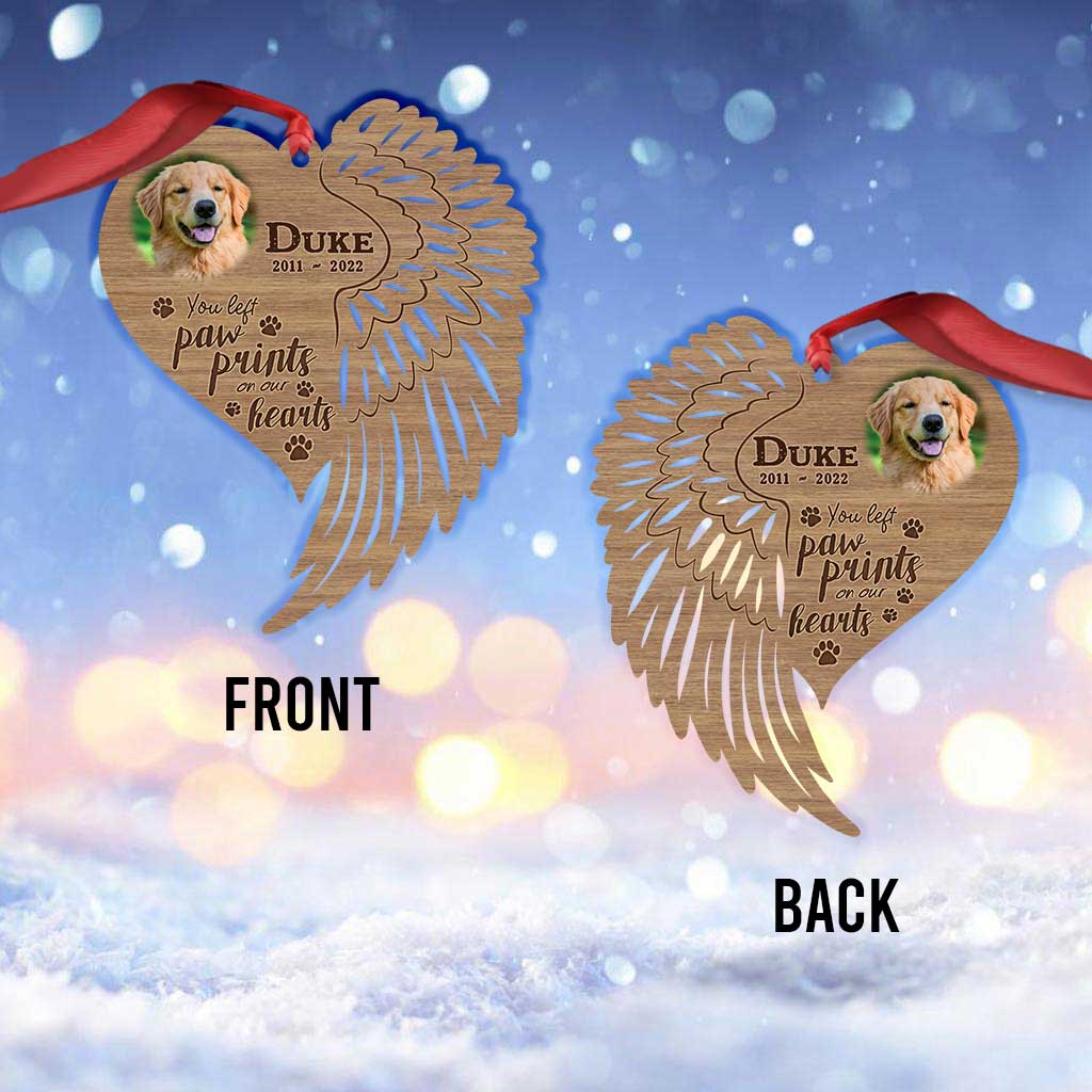 You Left Paw Prints On My Heart - Personalized Christmas Dog Ornament (Printed On Both Sides)