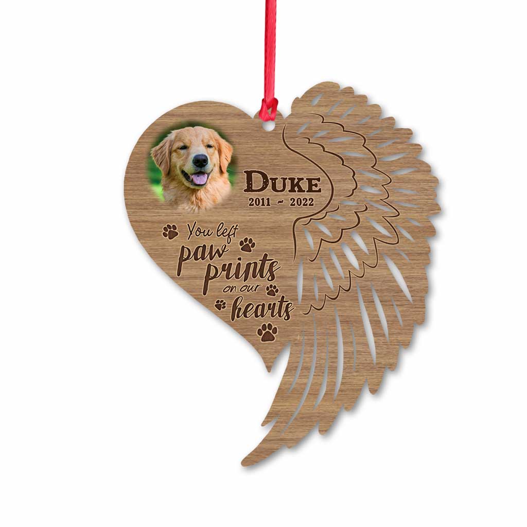 You Left Paw Prints On My Heart - Personalized Christmas Dog Ornament (Printed On Both Sides)