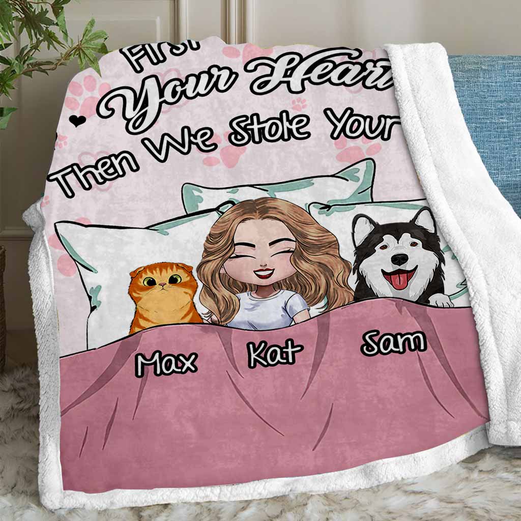 First We Stole Your Heart - Personalized Dog Blanket