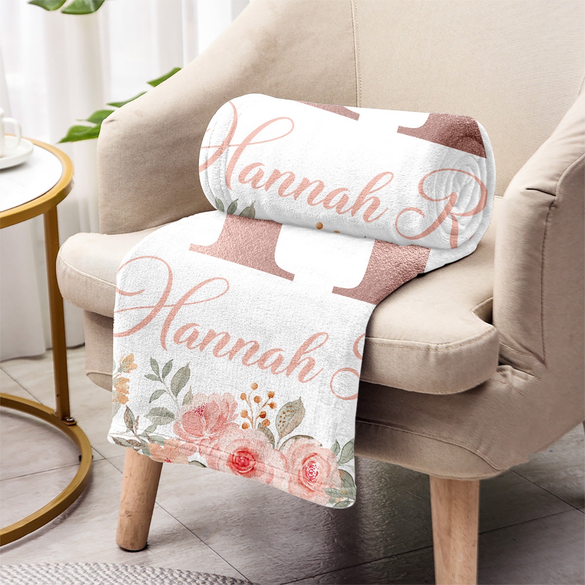Floral Custom Name - Personalized Newborn Blanket