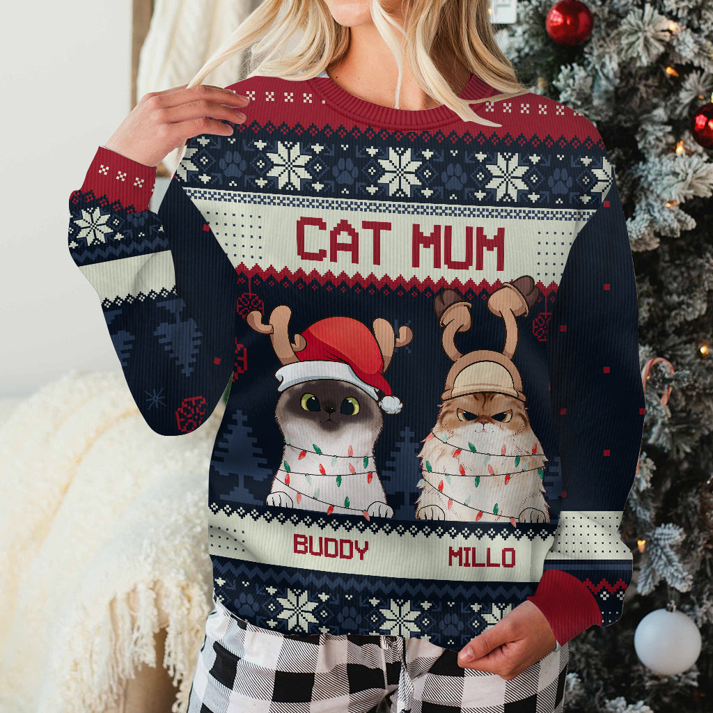 Meowy Christmas - Personalized Cat Ugly Sweater