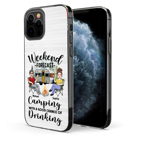 Weekend Forecast - Personalized Camping Clear Phone Case