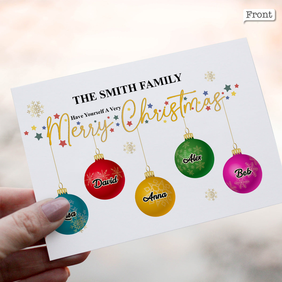 Christmas Ornament Colorful - Personalized QR Greeting Card