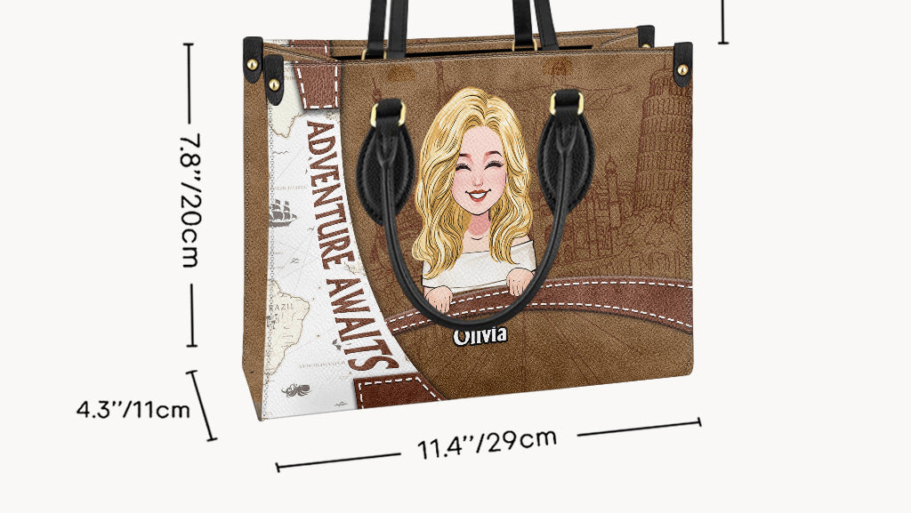Adventure Awaits - Personalized Travelling Leather Handbag