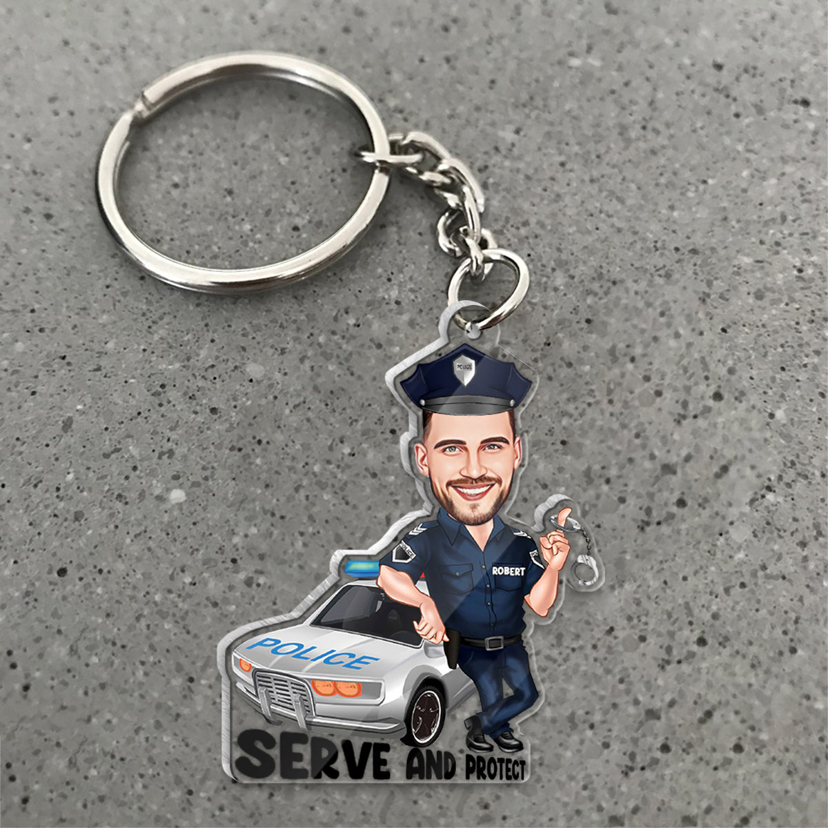 Serve And Protect - Personalized Police Officer Keychain
