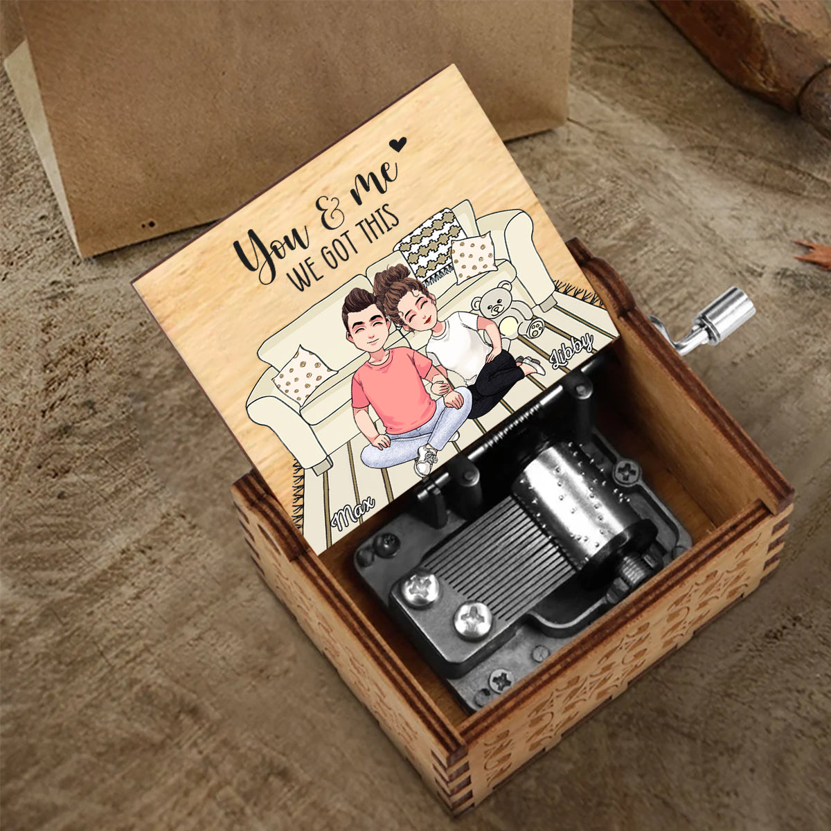 And So Together They Built A Life They Loved - Couple gift for husband, wife, boyfriend, girlfriend - Personalized Hand Crank Music Box