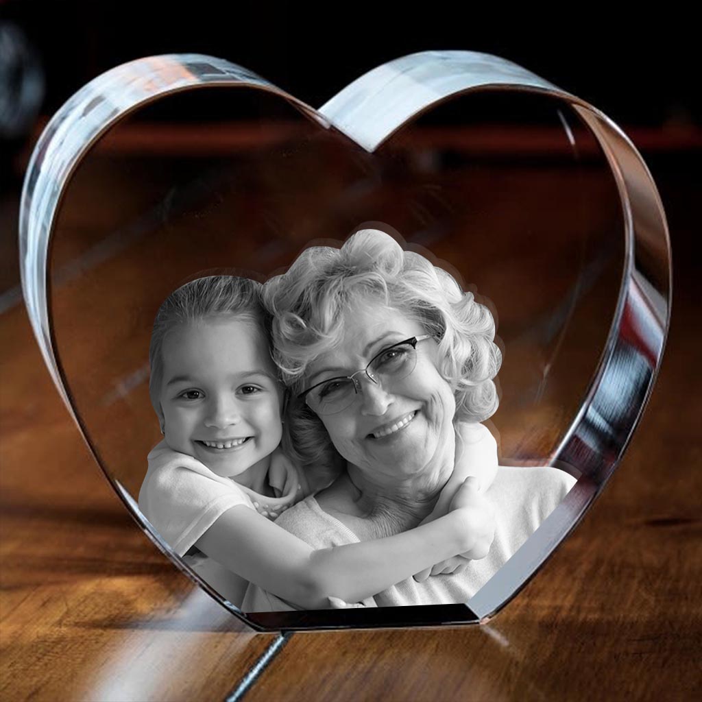 Blessed To Be Called Grandma - Gift for grandma - Personalized Laser Engraving 3D Heart Shaped Crystal Lamp