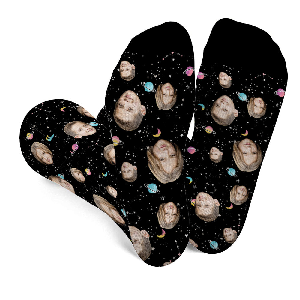 Custom Face Galaxy - Personalized Sibling Socks