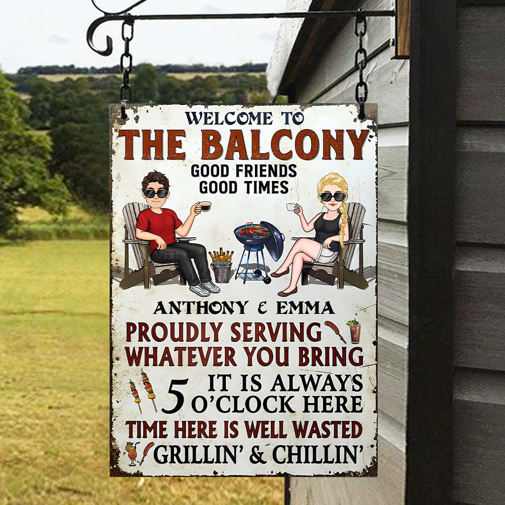 Welcome To Our Patio Bar - Personalized Backyard Rectangle Metal Sign