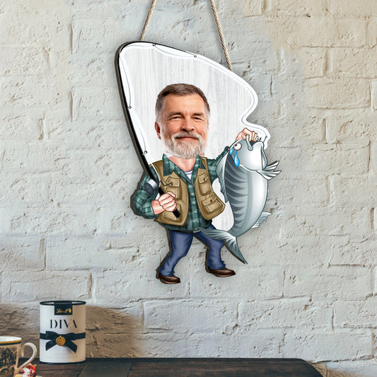 Love Fishing - Personalized Fishing Custom Shaped Wood Sign