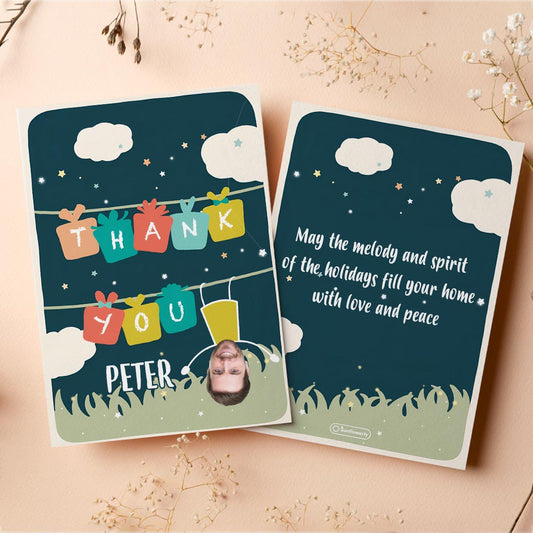 Thank You / I Love You - Photo Upload Hanging Man - Personalized Greeting Card