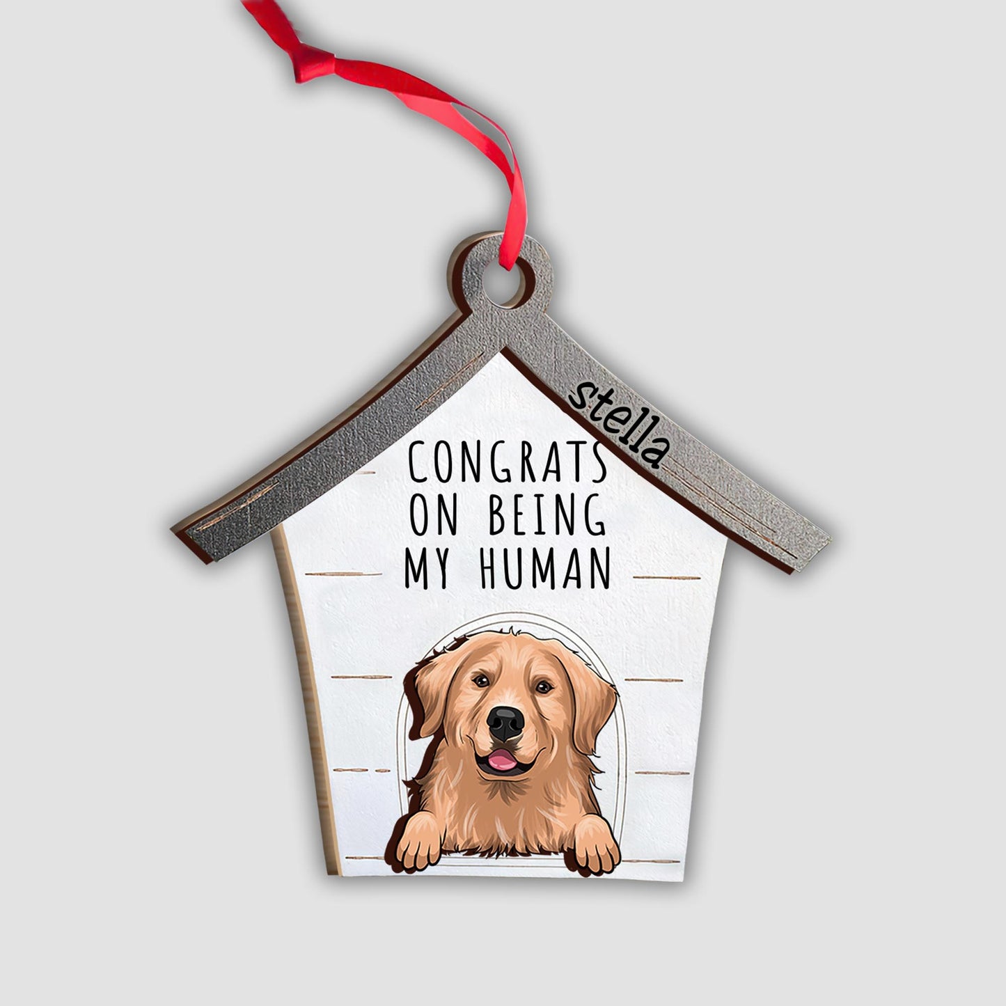 Congrats On Being My Human - Personalized Dog 2 Layered Piece Ornament