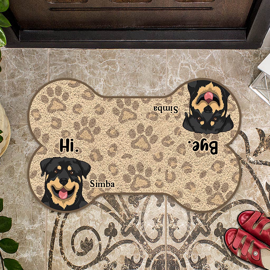 Hi Bye - Personalized Dog Shaped Doormat