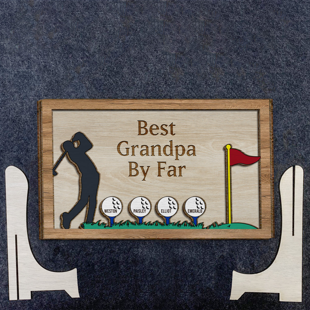Best Grandpa/Dad By Far - Personalized Golf 2 Layered Wood Sign / Wood Plaque